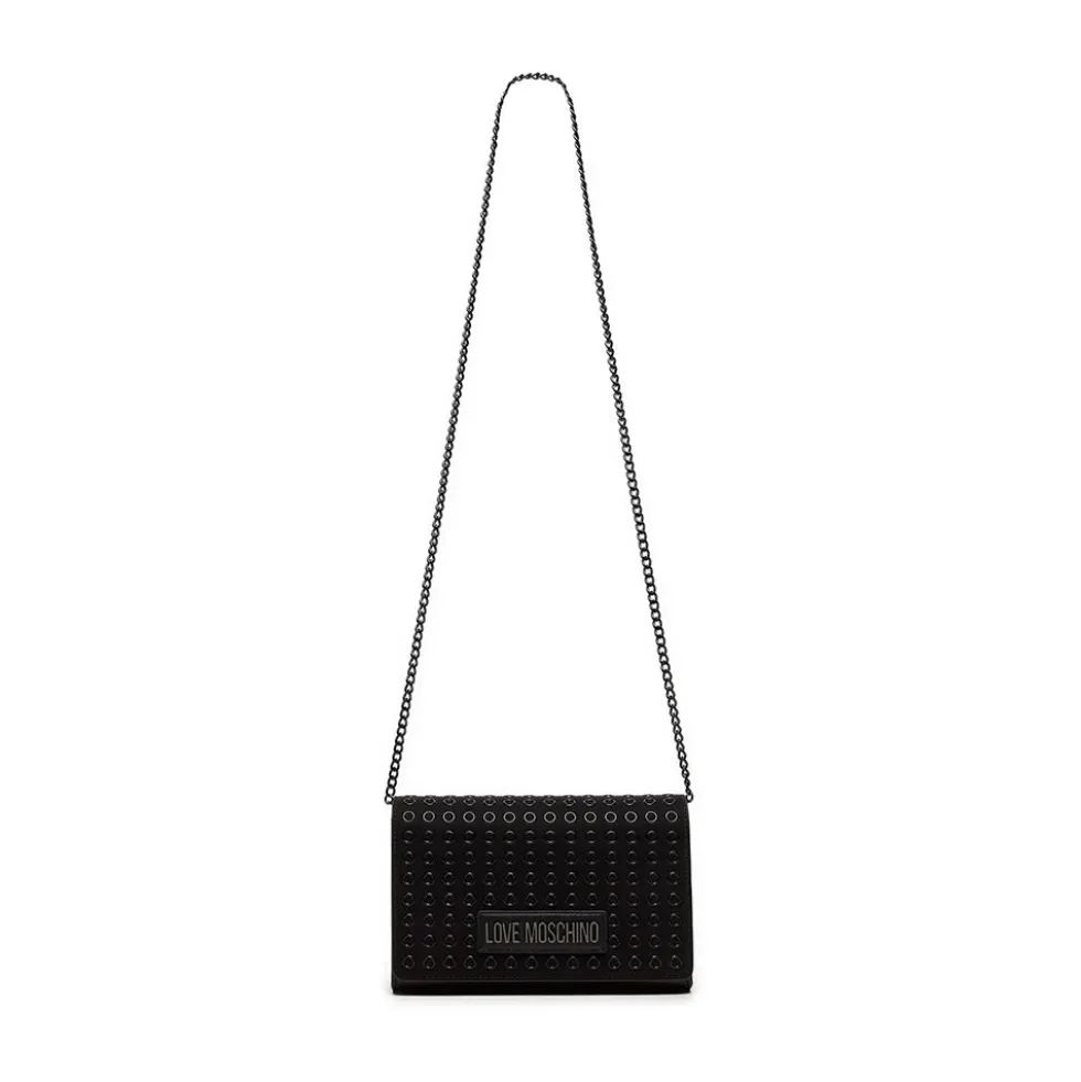 Clutch Donna con Tracolla LOVE MOSCHINO linea Glam Up Nera con Logo Canna di Fucile