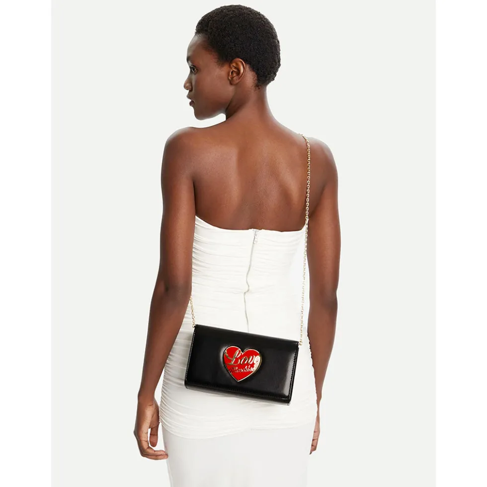 Clutch Donna con Tracolla LOVE MOSCHINO linea Smart Daily Bag Nera con Cuore Logato