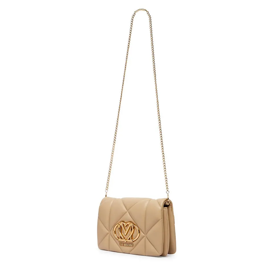 Clutch Trapuntata con Tracolla LOVE MOSCHINO linea Embossed Taupe