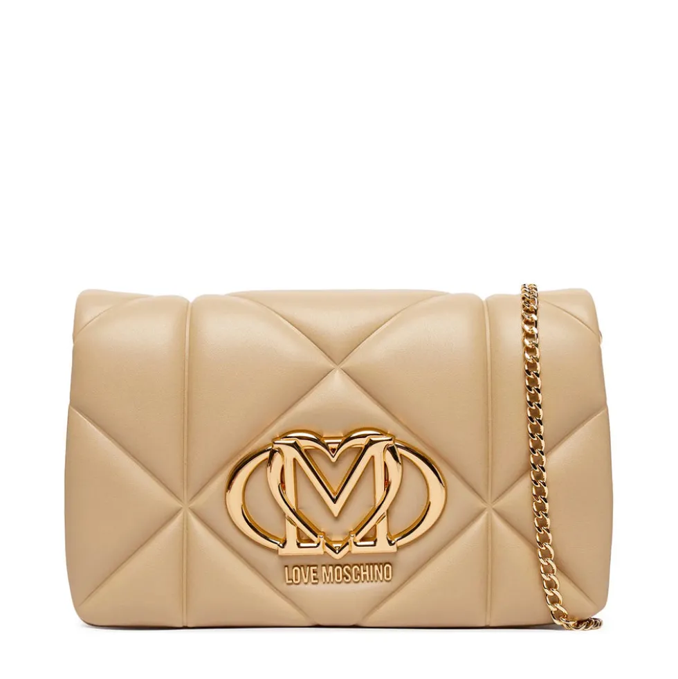 Clutch Trapuntata con Tracolla LOVE MOSCHINO linea Embossed Taupe