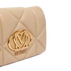 Clutch Trapuntata con Tracolla LOVE MOSCHINO linea Embossed Taupe