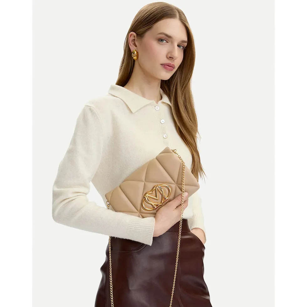 Clutch Trapuntata con Tracolla LOVE MOSCHINO linea Embossed Taupe