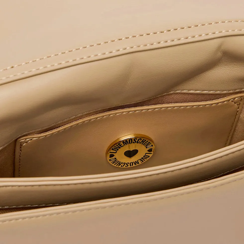 Clutch Trapuntata con Tracolla LOVE MOSCHINO linea Embossed Taupe
