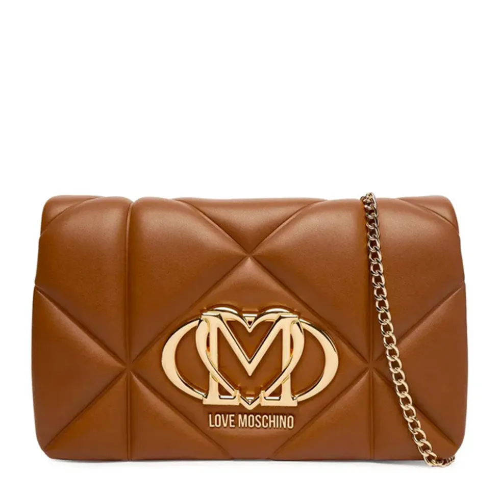 Clutch Trapuntata con Tracolla LOVE MOSCHINO linea Embossed color Cuoio
