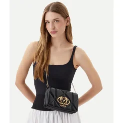 Clutch Trapuntata con Tracolla LOVE MOSCHINO linea Embossed Nero