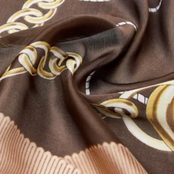 Foulard Donna 120 x 120 cm LIU JO in Tessuto Riciclato Beige Stampa Nastri