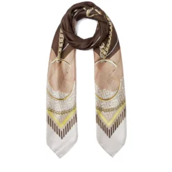Foulard Donna 120 x 120 cm LIU JO in Tessuto Riciclato Beige Stampa Nastri