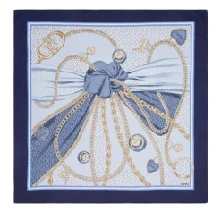 Foulard Donna 120 x 120 cm LIU JO in Tessuto stampa Fiocco Blu Scuro