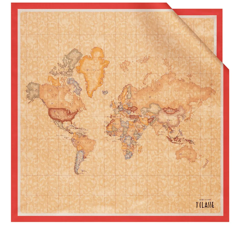 Foulard 90 x 90 cm 1A Classe Alviero Martini in Seta stampa Geo Classic e Rosso Papavero 3290