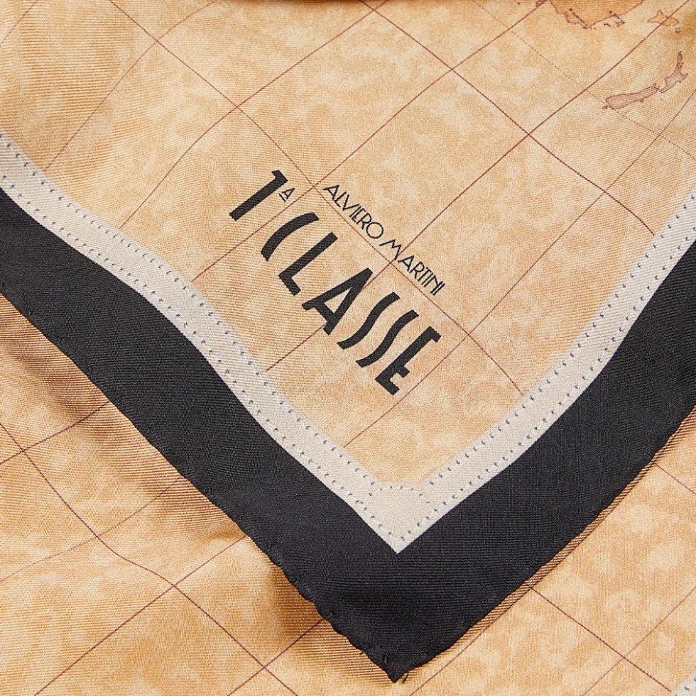 Foulard 50 x 50 cm 1A Classe Alviero Martini in Seta stampa Geo Classic e Nero 3250