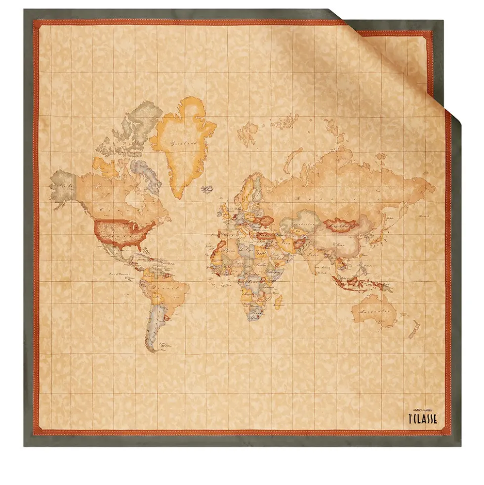 Foulard 90 x 90 cm 1A Classe Alviero Martini in Seta stampa Geo Classic e Verde Muschio 3190