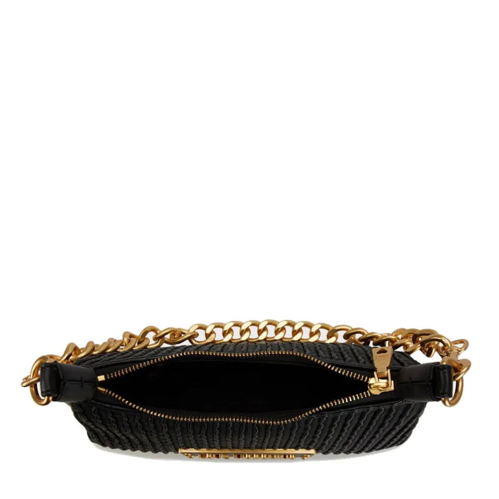 Hobo Bag con Tracolla LOVE MOSCHINO in Nappa Pleated Nera