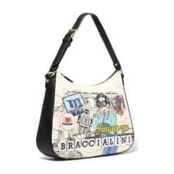 Hobo Bag Donna con Tracolla BRACCIALINI linea Cartoline stampa Singapore