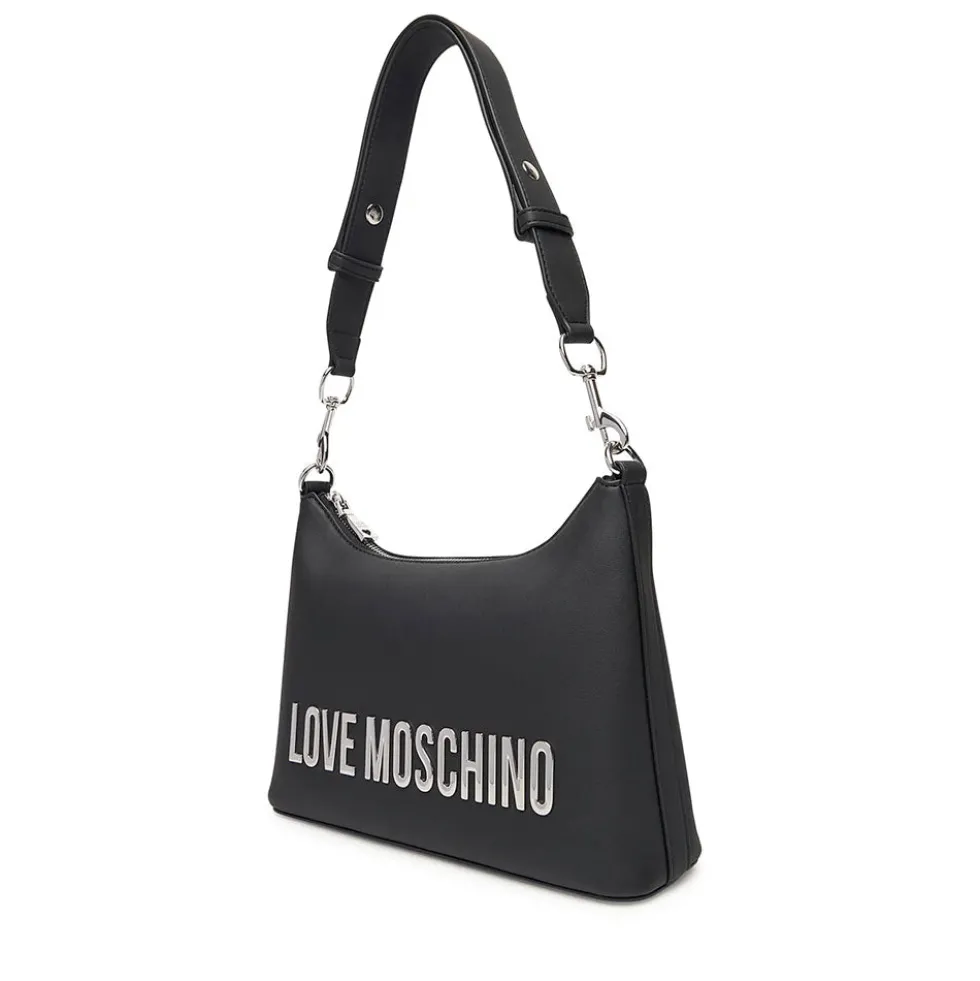 Hobo Bag Donna LOVE MOSCHINO linea Bold Bag colore Nero e Nikel