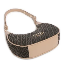 Hobo Bag Donna Small LIU JO in Tessuto Jacquard Testa di Moro con Logo All Over