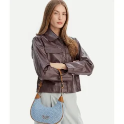 Hobo Bag Donna Small LIU JO in Tessuto Jacquard Testa di Moro con Logo All Over