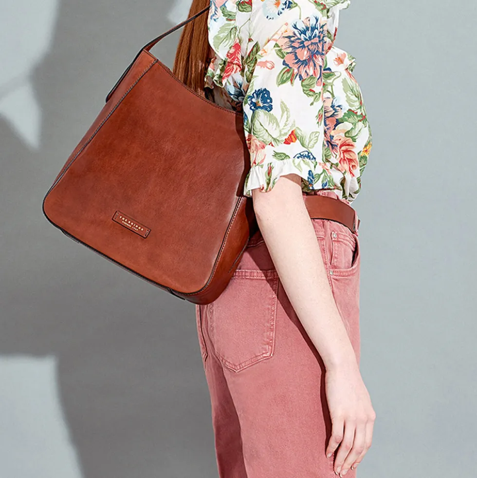 Hobo Bag Donna THE BRIDGE linea Maddalena in Pelle Marrone