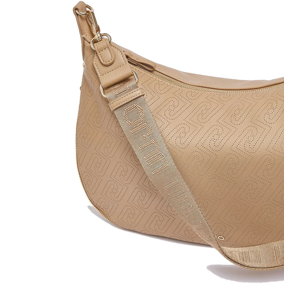 Hobo Bag Large con Tracolla LIU JO color Cammello con Logo Laserato Monogram