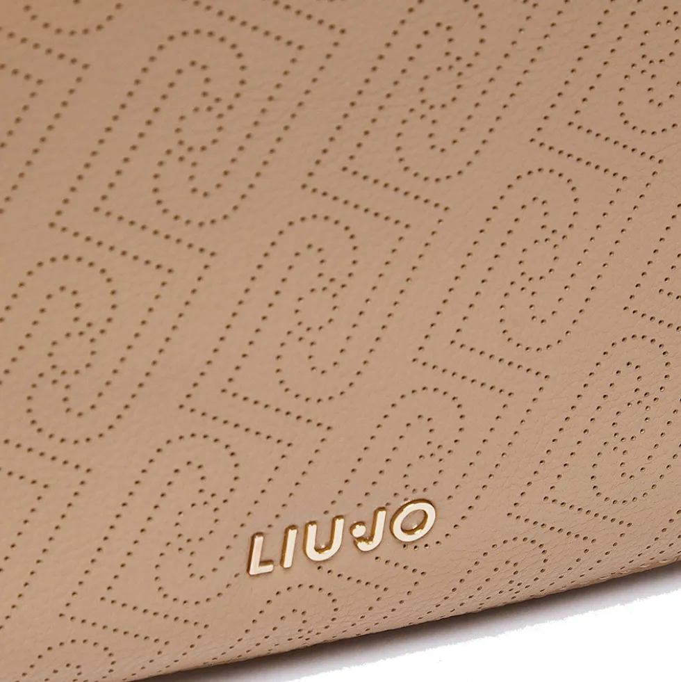 Hobo Bag Large con Tracolla LIU JO color Cammello con Logo Laserato Monogram
