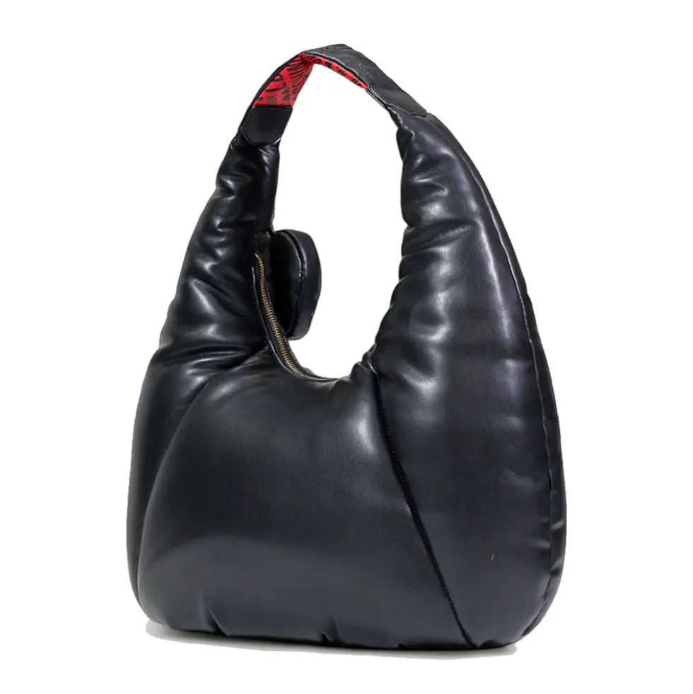 Hobo Bag LOVE MOSCHINO linea Puffy Logo Trapuntata Imbottita Nera