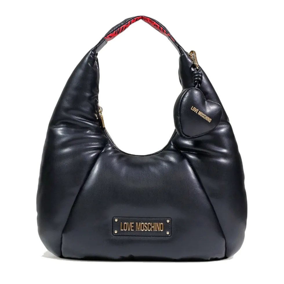 Hobo Bag LOVE MOSCHINO linea Puffy Logo Trapuntata Imbottita Nera