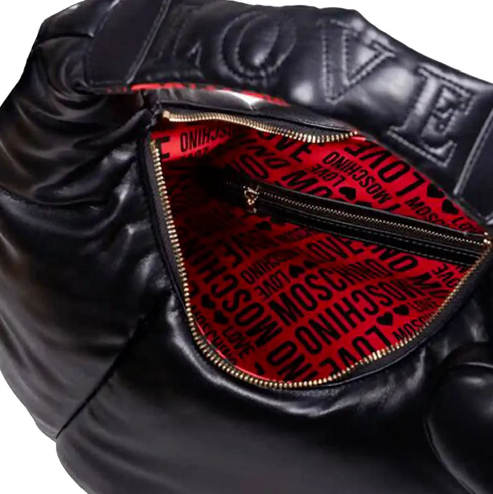 Hobo Bag LOVE MOSCHINO linea Puffy Logo Trapuntata Imbottita Nera