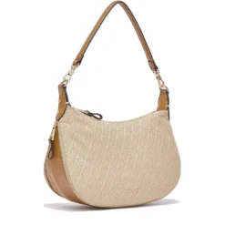 Hobo Bag Media con Tracolla LIU JO in Tessuto Jacquard Beige con Logo All Over