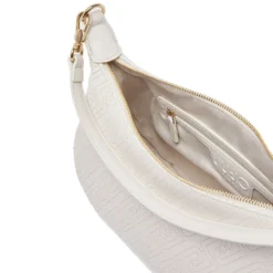 Hobo Bag Media con Tracolla LIU JO color Crema con Logo Laserato Monogram