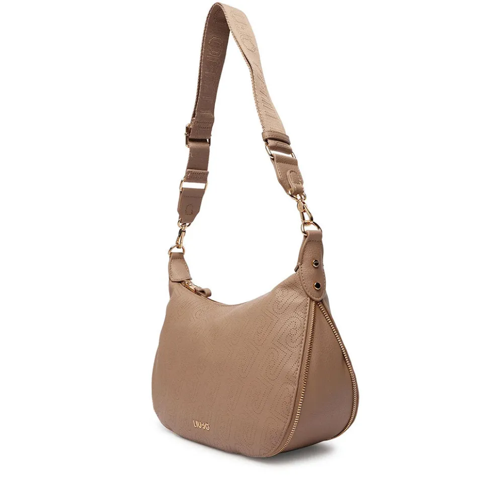 Hobo Bag Media con Tracolla LIU JO Marrone con Logo Laserato Monogram