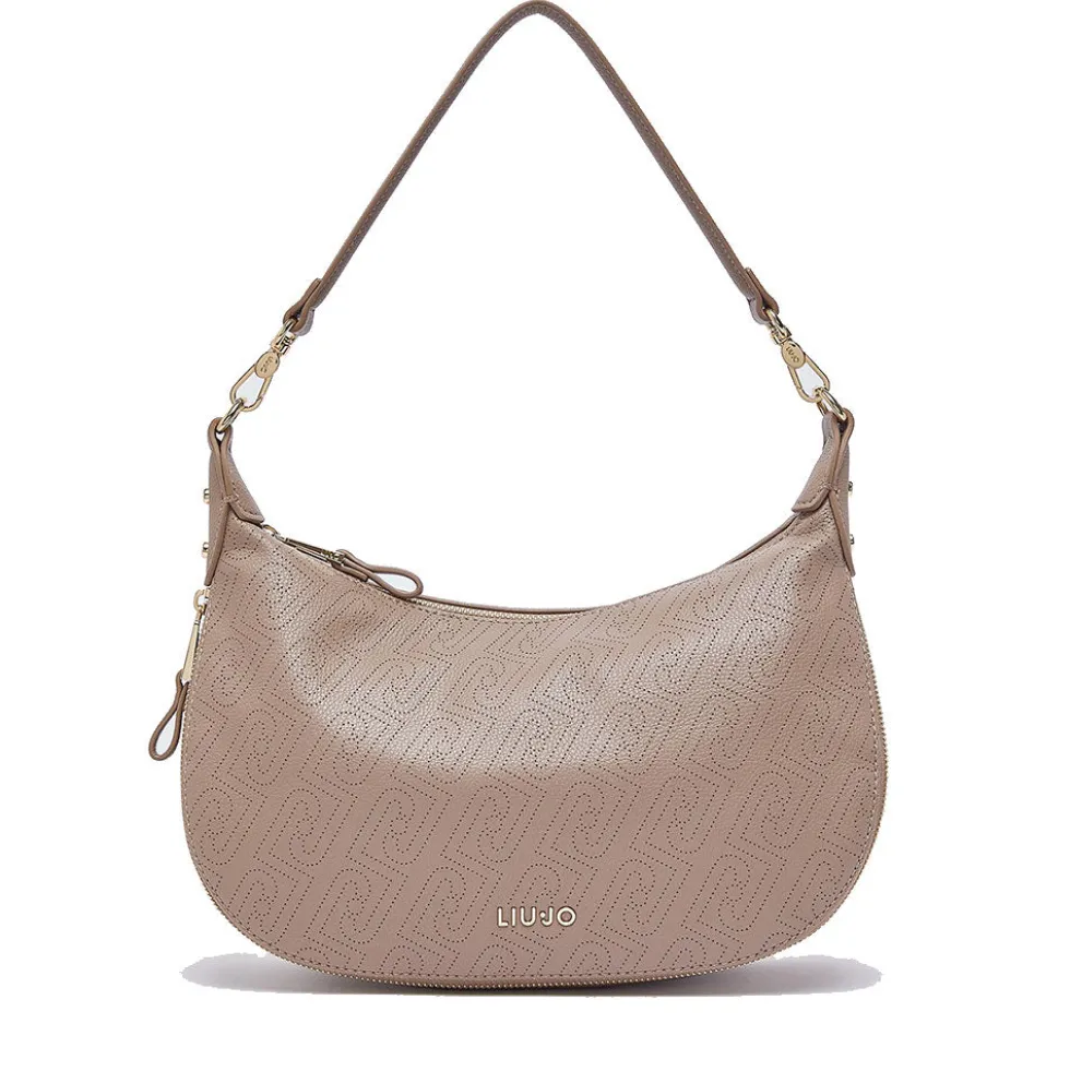 Hobo Bag Media con Tracolla LIU JO Marrone con Logo Laserato Monogram