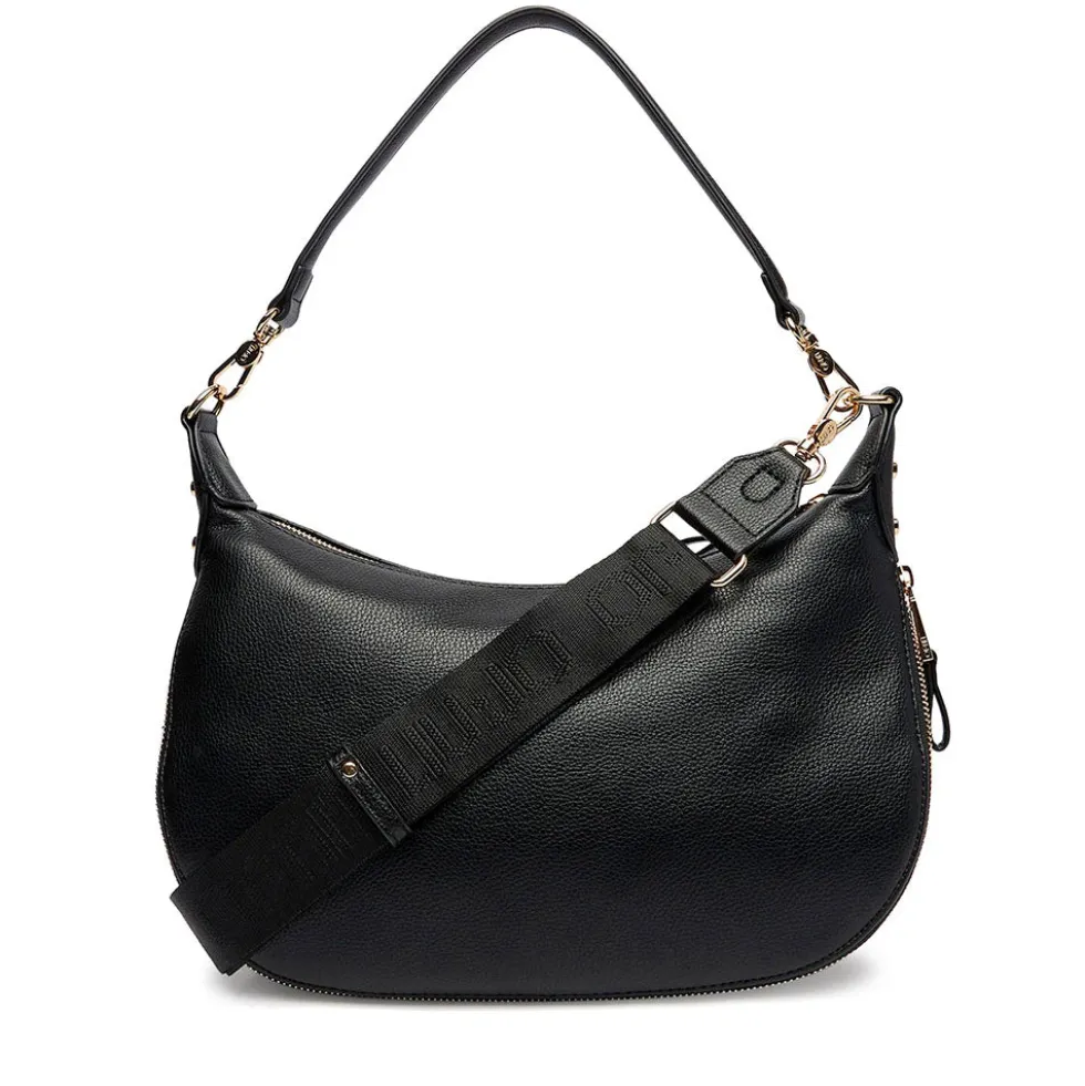 Hobo Bag Media con Tracolla LIU JO Nera con Logo Laserato Monogram