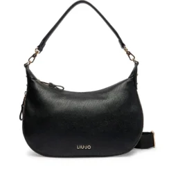 Hobo Bag Media con Tracolla LIU JO Nera con Logo Laserato Monogram