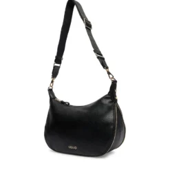Hobo Bag Media con Tracolla LIU JO Nera con Logo Laserato Monogram