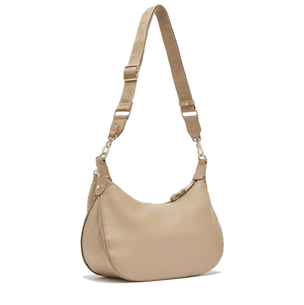 Hobo Bag Media con Tracolla LIU JO color Cammello con Logo Laserato Monogram