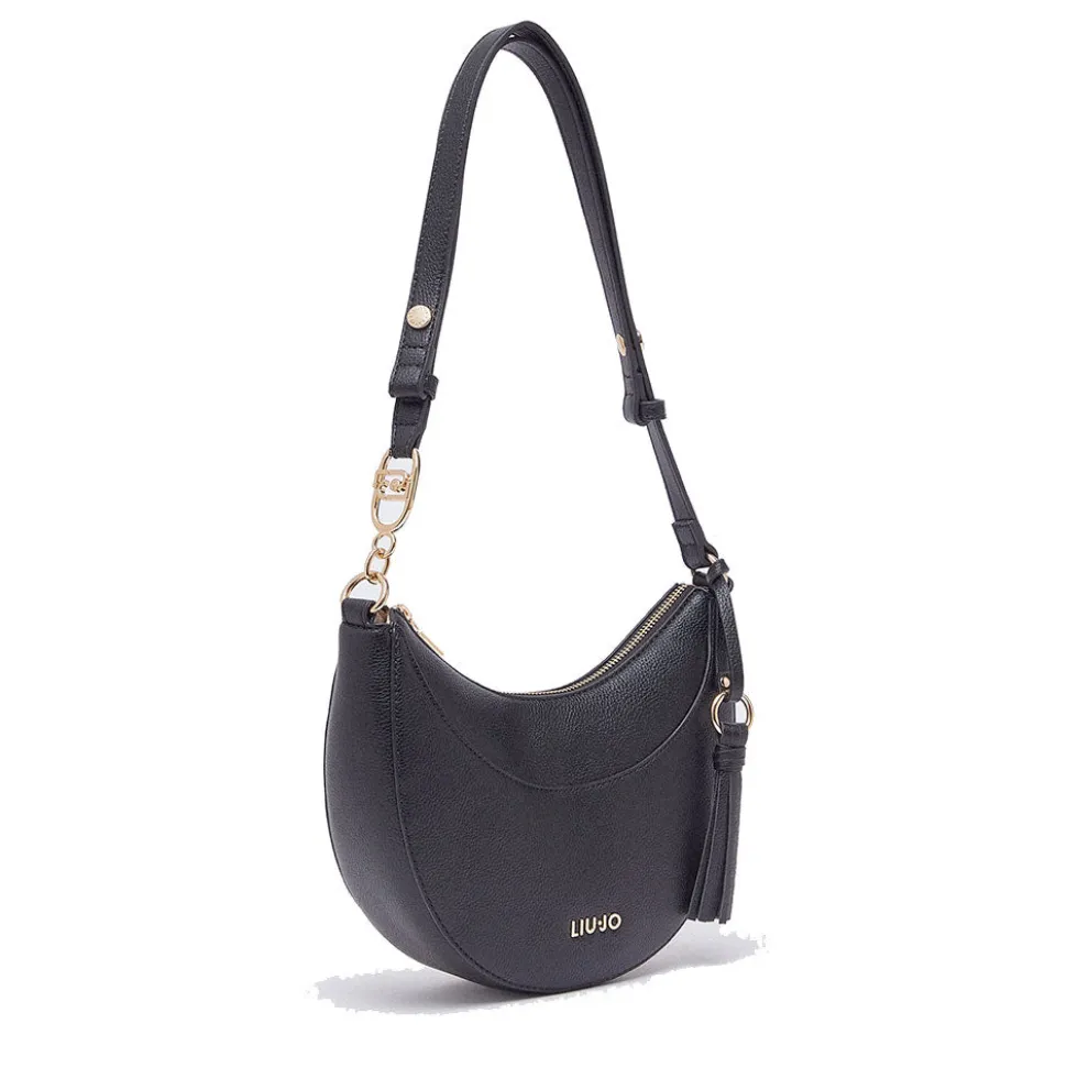 Hobo Bag Media Donna LIU JO stampa Bottalata Nera con Charm