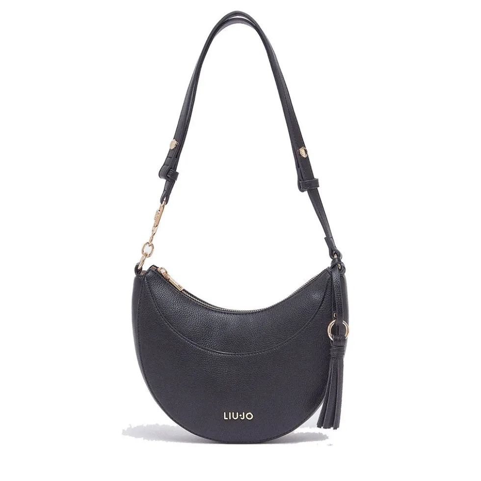 Hobo Bag Media Donna LIU JO stampa Bottalata Nera con Charm