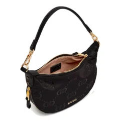 Hobo Bag Small con Tracolla LIU JO in Nylon Nero con Stampa Logo All Over