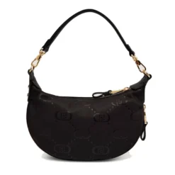Hobo Bag Small con Tracolla LIU JO in Nylon Nero con Stampa Logo All Over
