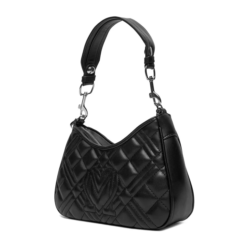 Hobo Bag Trapuntata LOVE MOSCHINO linea Quilted colore Nero e Nikel
