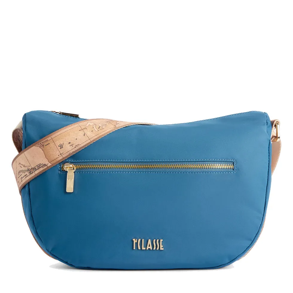 Mezzaluna Grande a Tracolla 1A Classe Alviero Martini linea Breeze Nylon Blu Pacifico LB84