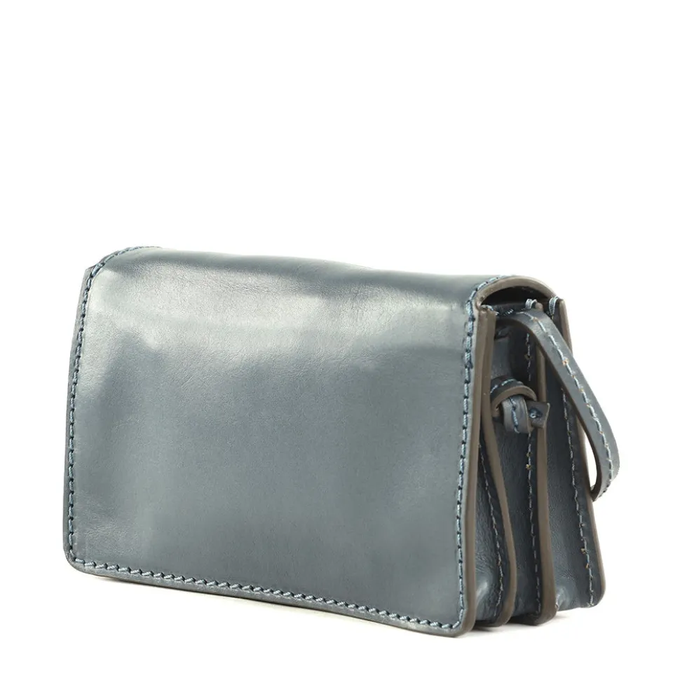 Mini Bag a Tracolla THE BRIDGE linea Lucrezia in Pelle color Ceruleo