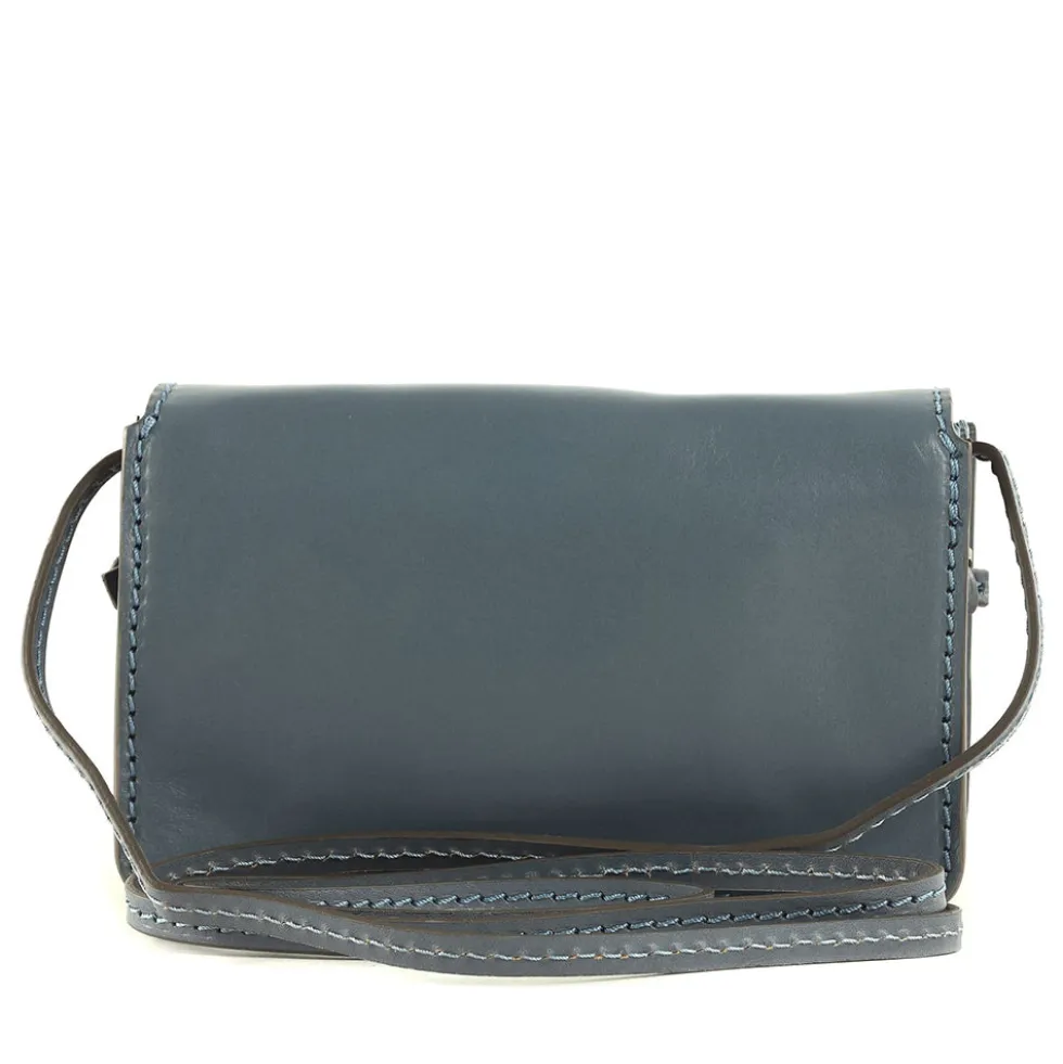 Mini Bag a Tracolla THE BRIDGE linea Lucrezia in Pelle color Ceruleo