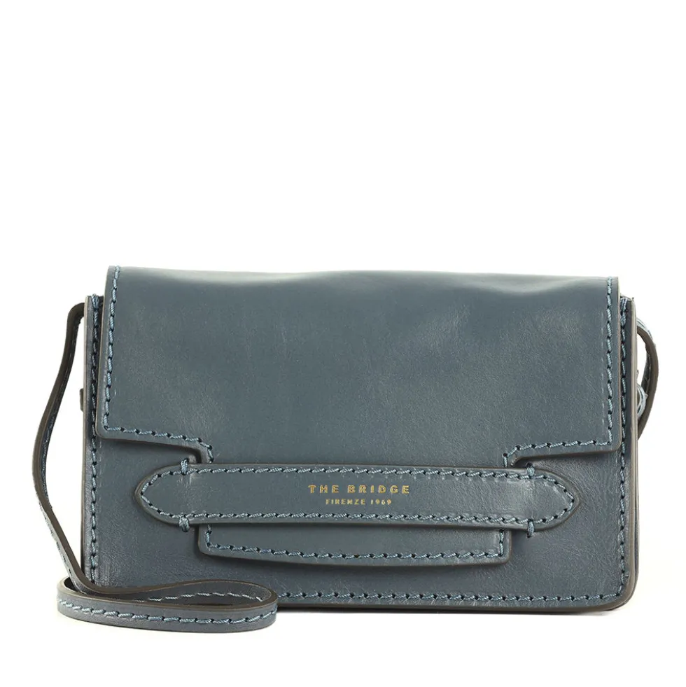 Mini Bag a Tracolla THE BRIDGE linea Lucrezia in Pelle color Ceruleo