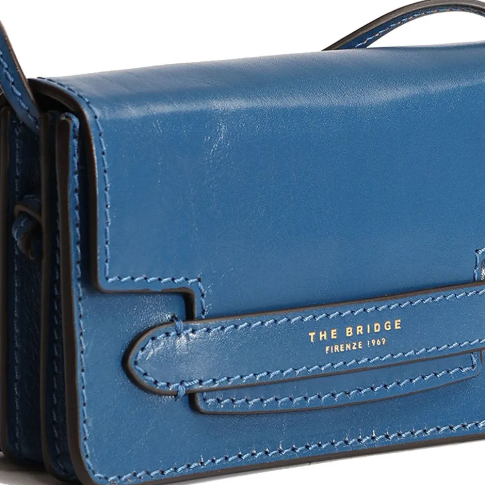 Mini Bag a Tracolla THE BRIDGE in Pelle Blu Jeans linea Lucrezia