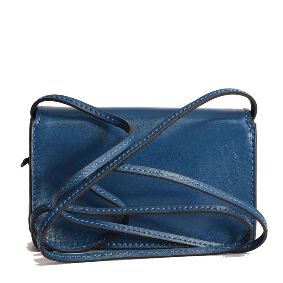 Mini Bag a Tracolla THE BRIDGE in Pelle Blu Jeans linea Lucrezia