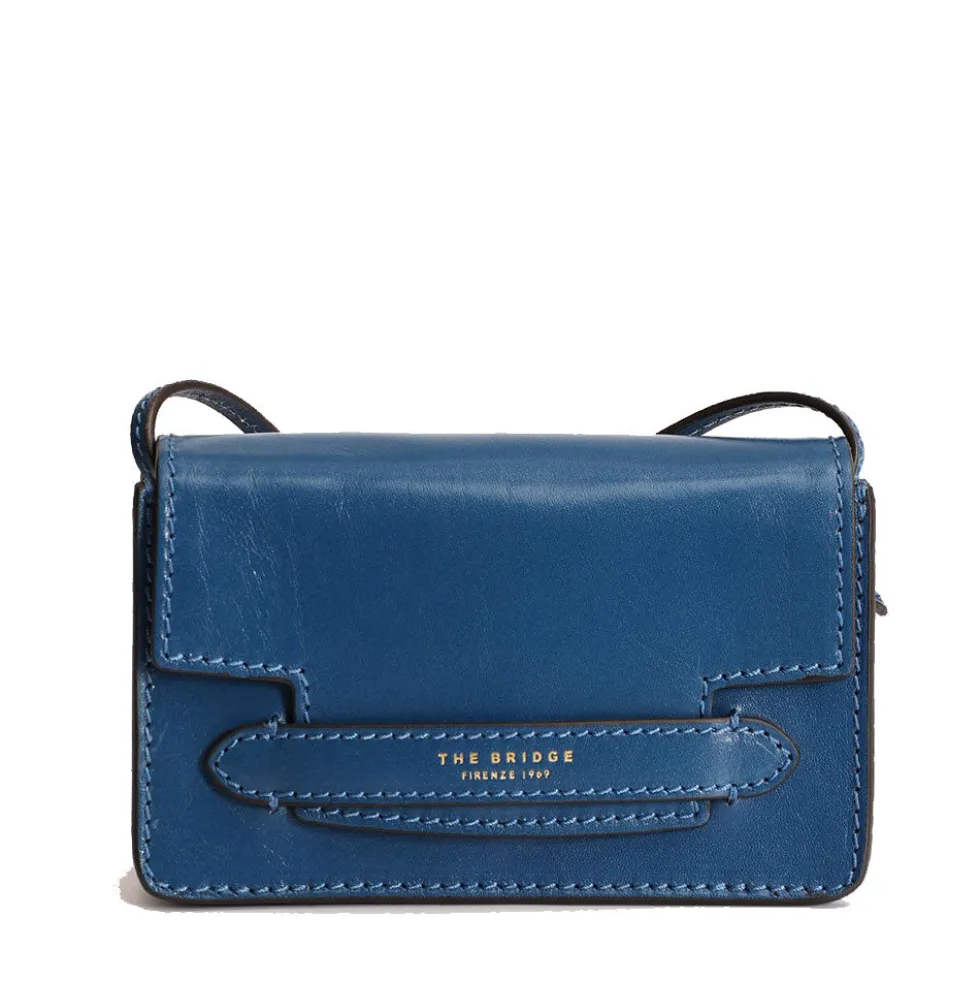 Mini Bag a Tracolla THE BRIDGE in Pelle Blu Jeans linea Lucrezia