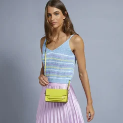 Mini Bag a Tracolla THE BRIDGE in Pelle color Lime linea Lucrezia