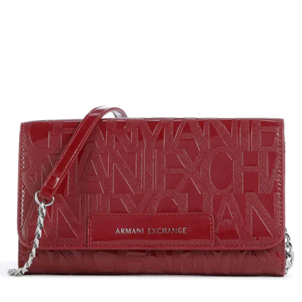 Mini Clutch Donna con Tracolla in Catena ARMANI EXCHANGE colore Red Dahlia