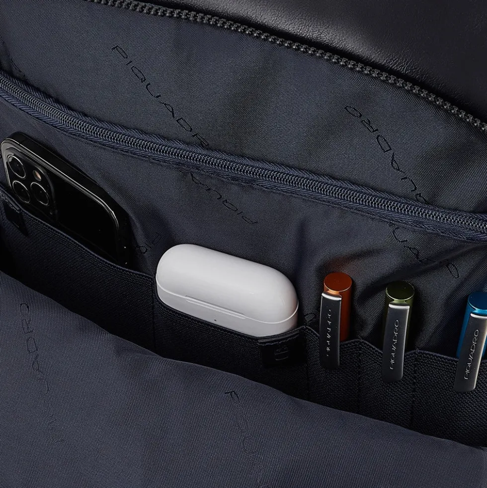 PIQUADRO Zaino Uomo in Pelle Blu con Porta IPad Linea Blue Square - CA5574B2V