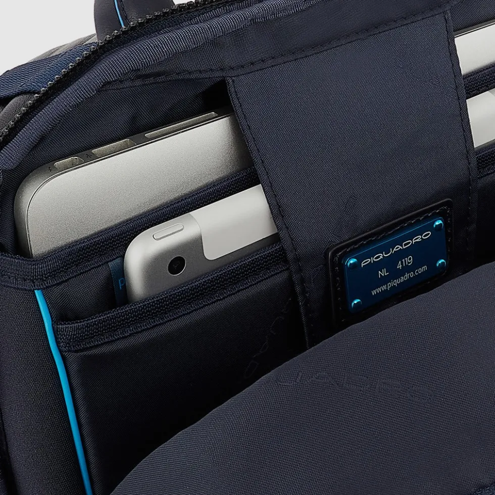 PIQUADRO Zaino Uomo in Pelle Blu con Porta IPad Linea Blue Square - CA5574B2V